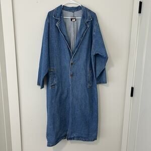 Vintage Sunbelt Denim Duster M/L Long Coat Button Oversized 80s 90s Western Boho